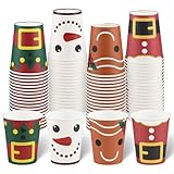 NatNarr 100 Stück Weihnachtspappbecher, 266 ml, Einweg-Kaffeetassen aus Papier, niedlicher...