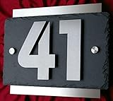 Leskow Metalldesign 3D Hausnummer Edelstahl Schiefer Design Hausnummernschild Anthrazit Türschild...