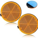 ETUKER 2X Reflektoren Rückstrahler Orange Rund Ø80mm Selbstklebend Reflektoren Anhänger PKW...