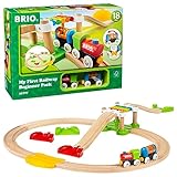 BRIO World 33727 Mein erstes Bahn Spiel Set - Zug mit Waggon, Schienen & Hängebrücke für...