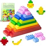 Mirthben 80 Stück Große Bausteine Set, 2 Formen und 8 Farben Bauklötze, Kompatibel mit Duplo...