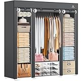 KESSER® Kleiderschrank Stoffschrank Stabil mit Kleiderstange & Ablagen, Inkl. 5X Kleiderbügel,...