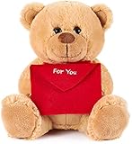 BRUBAKER Teddy Plüschbär mit Umschlag Rot - for You - 25 cm - Teddybär Plüschteddy Kuscheltier...