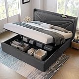 Dolamaní Polsterbett mit Kopfteil und Lattenrost 180x200, Stauraumbett Doppelbett mit Stauraum...