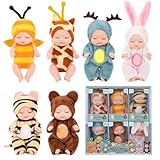 Wisplye Mini Reborn Puppen, 6 Stück Realistische Babypuppe mit Kleidung Set, Mini Schlafende...