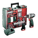 Metabo Akku-Bohrschrauber PowerMaxx BS Basic Set – 600080880 – 12 V – Mobile Werkstatt mit...