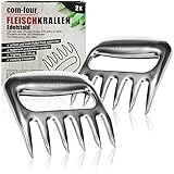 COM-FOUR® 2x Fleischkralle, Premium BBQ-Grillbesteck aus rostfreiem Edelstahl, Bärentatzen zum...