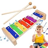 DingC Kinder Musikinstrument Spielzeug | Tragbares Oktav-Handklopf-Xylophon | Xylophon aus Holz mit...