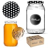 KADAX Honiggläser 900ml, Einmachgläser mit fi82 mm Schraubdeckel, Gläser für Honig,...