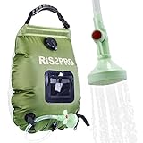 RISEPRO Solar-Duschtasche, 20 l, solarbetrieben, Campingdusche, mit Temperatur, Heißwasser, 45 °C,...