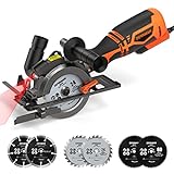 DOVAMAN Mini Kreissäge, 710 W 115mm Handkreissäge mit Laser, 3500rpm, Metall-Hilfsgriff, 43 mm...