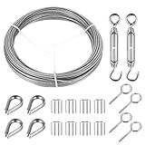 Drahtseil 2mm x 15M Edelstahlseil Set, Edelstahl Spanndraht, Drahtseil Rankhilfe Set, Gartenseil...