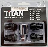 Titan Alufelgen-Sicherungsmuttern – passend für Ford, Honda, Mazda, Mitsubishi, Toyota – M12 x...
