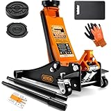 Verda Wagenheber hydraulisch 3T Hubhöhe 75-515 mm, 2X Gummi, mit Schmiernippel, Doppelpumpsystem...