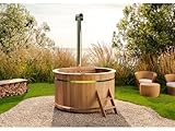 Finntherm Holz Badefass Bergen, Hot Tub Ø 160 x 110 cm, inkl. Edelstahl-Ofen 22 kW und...