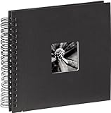 Hama Fotoalbum 28x24 cm (Spiral-Album mit 50 schwarzen Seiten, Fotobuch mit Pergamin-Trennblättern,...