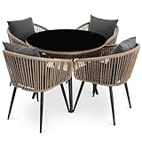 di volio Gartenmöbel-Set RIETI Beige/Grau, Terrassenmöbel aus Polyrattan und Stahl, Gartenmöbel...