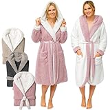 CalmyLIFE Bademantel Damen flauschig Morgenmantel - mit Wendefunktion kuschelige Bademäntel mit...