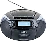 SCHWAIGER 658026 CD-Player mit Kassette und Radio MP3 USB Anschluss FM Radio AUX Kopfhörer Boombox...
