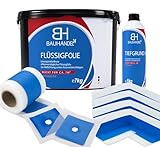 Bauhandel24-7kg Flüssigfolie Bad, 10m Dichtband Set, 4 Innenecken Dusche, 2 Manschetten, 1kg...