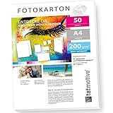 TATMOTIVE FA4200M50 Fotokarton Fotopapier 200g matt weiß / Laserdrucker / DIN A4 / Beidseitig...