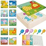 QXNDXQ Mosaik Steckspiel für Kinder ab 2 3 4 5 Jahre,Steckmosaik mit 240 Steckperlen und 10 Bunten...