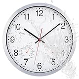 ACCSHINE Outdoor Wasserdicht Wanduhr Mit Thermometer und Hygrometer Anzeige Wanduhr Ohne...