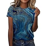 HOOUDO Same Day Angebote Sale Kurzärmliges T-Shirt mit O-Ausschnitt für Damen, Frühling, Sommer,...