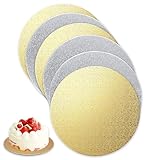 TAKUZA Tortenunterlage Rund 30cm 6 Stück, Cake Board Rund 2mm, Tortenplatte Pappe Gold und Silber...