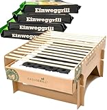5x BURI Grill Öko Einweggrill Einmalgrill 100% Nachhaltig - Bio Grill rauchfrei 31x24 cm Bambus...