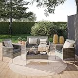 STEELSØN Polyrattan Gartenmöbel Set 4 TLG Thalora, Balkonmöbel Set Ink. 2er Sofa, 2 Stühle,...