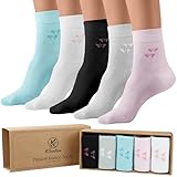 Klenton 5 Paar Bambussocken für Damen Knöchelhoch, bequeme atmungsaktive Damensocken aus Bambus...