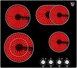 K&H Glaskeramikkochfeld CK-7206K [4 ZONEN] - Herdplatte 4 Kochfelder mit Knebel-Steuerung - Kochfeld...