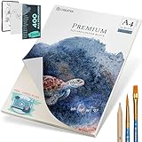 CreaTek Aquarellpapier A4 300g [ Nur bei uns inkl 2 Std Video Kurs ] 30 Blatt Aquarellblock A4 300g...