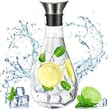 ZHHGOO 1.8 Liter Wasserkaraffe Glas,Glas Karaffe,Glaskaraffe mit Deckel aus Edelstahl,Saft...