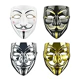 M2xcec 4 Stück Halloween Gesicht Maske Anonyme Maske V Für Vendetta Maske, Guy Masken für Kostüm...