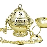 NKlaus Weihrauchschwenker Weihrauchfass mit Einsatzschale Messing Handarbeit Geschenk 2914