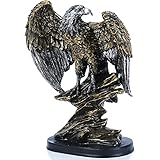 H&W 26cm H Patriotischer Adler Statue,Sandstein Harz Skulpturen für Männer,Wildvogel Adler...