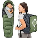 Trail Schlafsack Kinder Mumienschlafsack als Schlafsack 3 Jahreszeiten für Camping – 300gsm –...