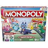 Hasbro Gaming Monopoly Junior, 2 Spiele in 1, Brettspiel mit Vorder- und Rückseite für 2-6...