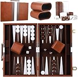 Backgammon Koffer Holz 15 Zoll,2 Spieler Klassisches Reise-Backgammon-Set mit Hochwertiger...