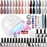 U V Gel Nagellack Set, VANREESA 16 Farben Gelnägel Kit mit 48W U V/ LED Nagellampe Rosa Weiß Blau...