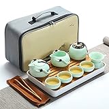 EYCIEROT Teegeschirr für Outdoor-Reisen Teekannen-Set mit Vier Tassen Gung Fu Teekessel aus Keramik...