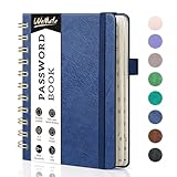 WEMATE Spiral Passwort buch mit alphabetischen Tabs, kleines Passwortbuch für Senioren,...