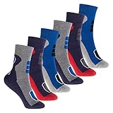 Footstar Kinder Outdoor Socken (6 Paar) Bunte Vollfrottee Socken mit Thermo-Effekt - Variante 2 Blau...