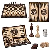 Master of Chess 3in1 große 40cm / 16in 3 Spiele in 1, Holz Schach, Backgammon und Dame / Entwürfe...