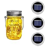 Dracarys 3 Pack Solar Mason Jar Light Deckel 3m 30 LED Lampen Silber Wire Fairy Deckel Licht für...