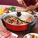 WSIKGHU 220V Elektrische Kochplatte 6L Twin Hot Pot Shabu Induktion Feuertopf Suppentopf...