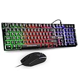 Mafiti Tastatur und Maus Set, Kabelgebundenes --, LED Hintergrundbeleuchtung QWERTZ (DE-Layout),...