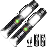 REHKITTZ LED Taschenlampe Extrem Hell 2000 Lumen,(mit 2500mAh Akku) Wiederaufladbare Multifunktions...